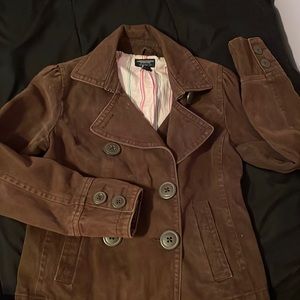American eagle trench coat brown button up S/P used